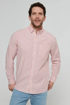 Pepe Jeans Camisa Hombre A Rayas Regular Fit. Rojo New