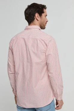 Pepe Jeans Camisa Hombre A Rayas Regular Fit. Rojo New
