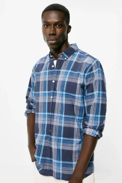 * Camisa Ligera Cuadros Azul Medio Clearance
