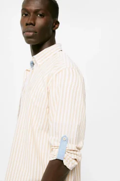 * Camisa Ligera Rayas Beige Medio Clearance