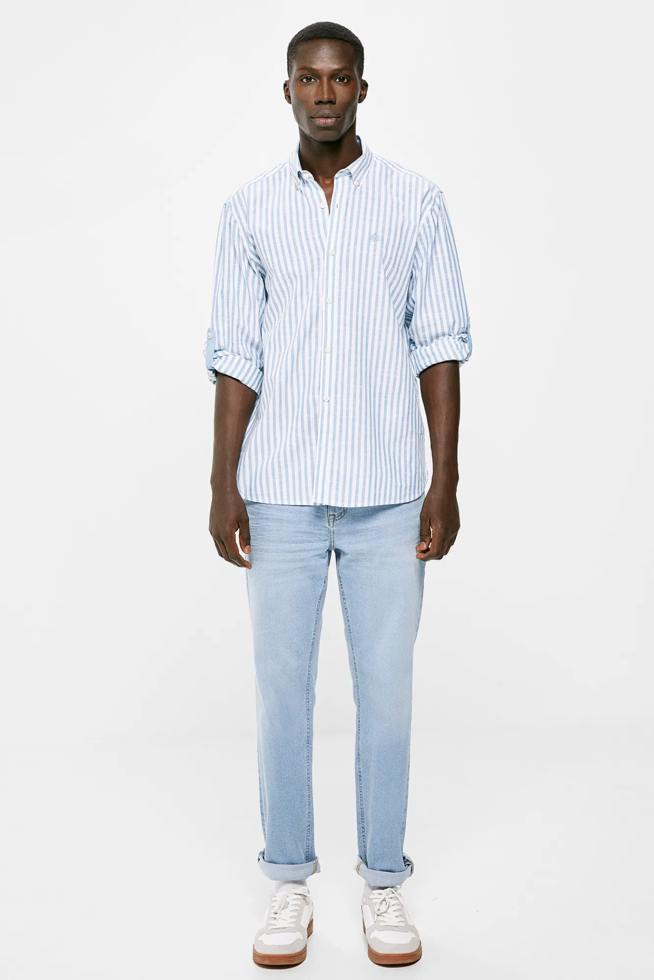 * Camisa Ligera Rayas Azul Outlet