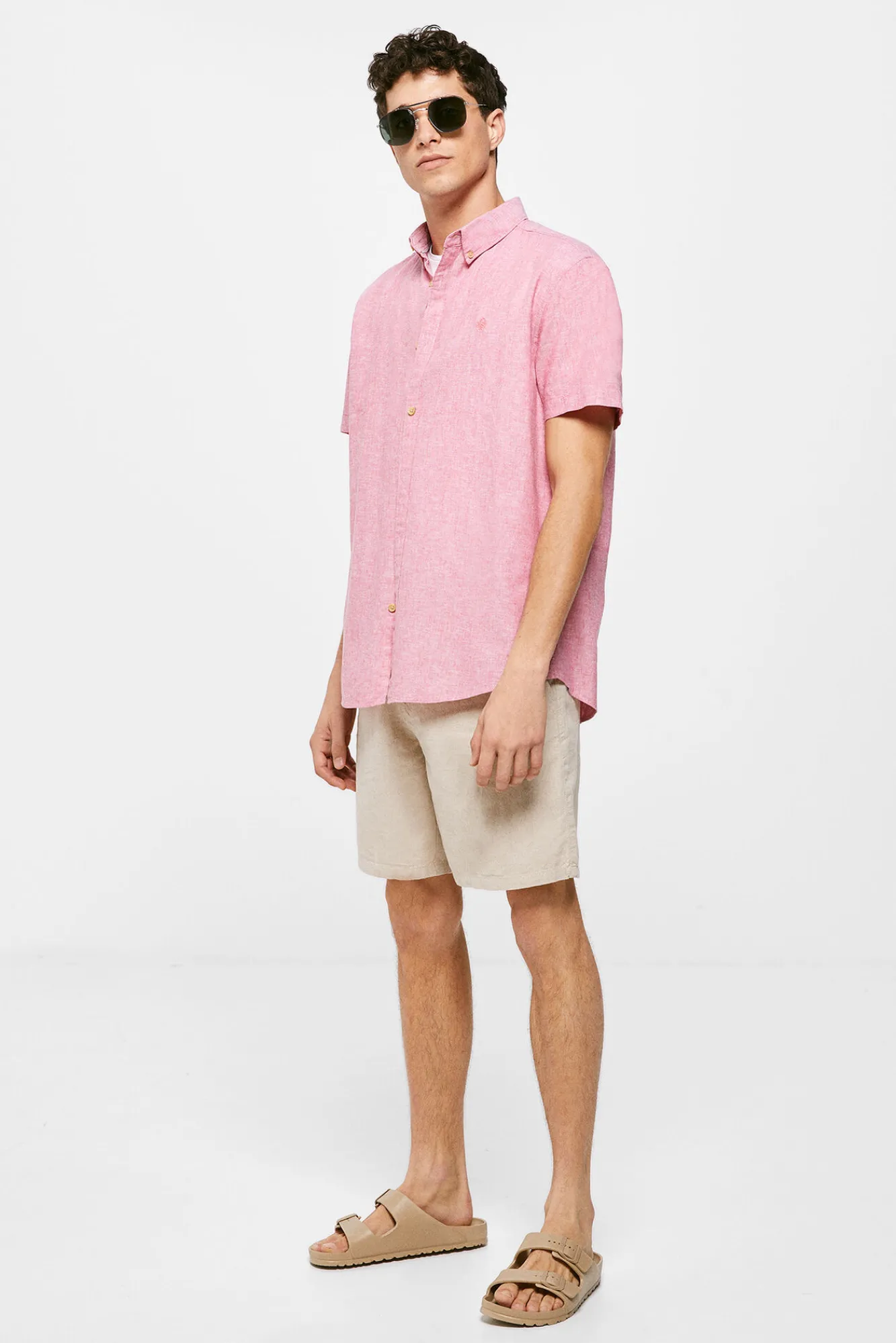 * Camisa Lino Fucsia Sale