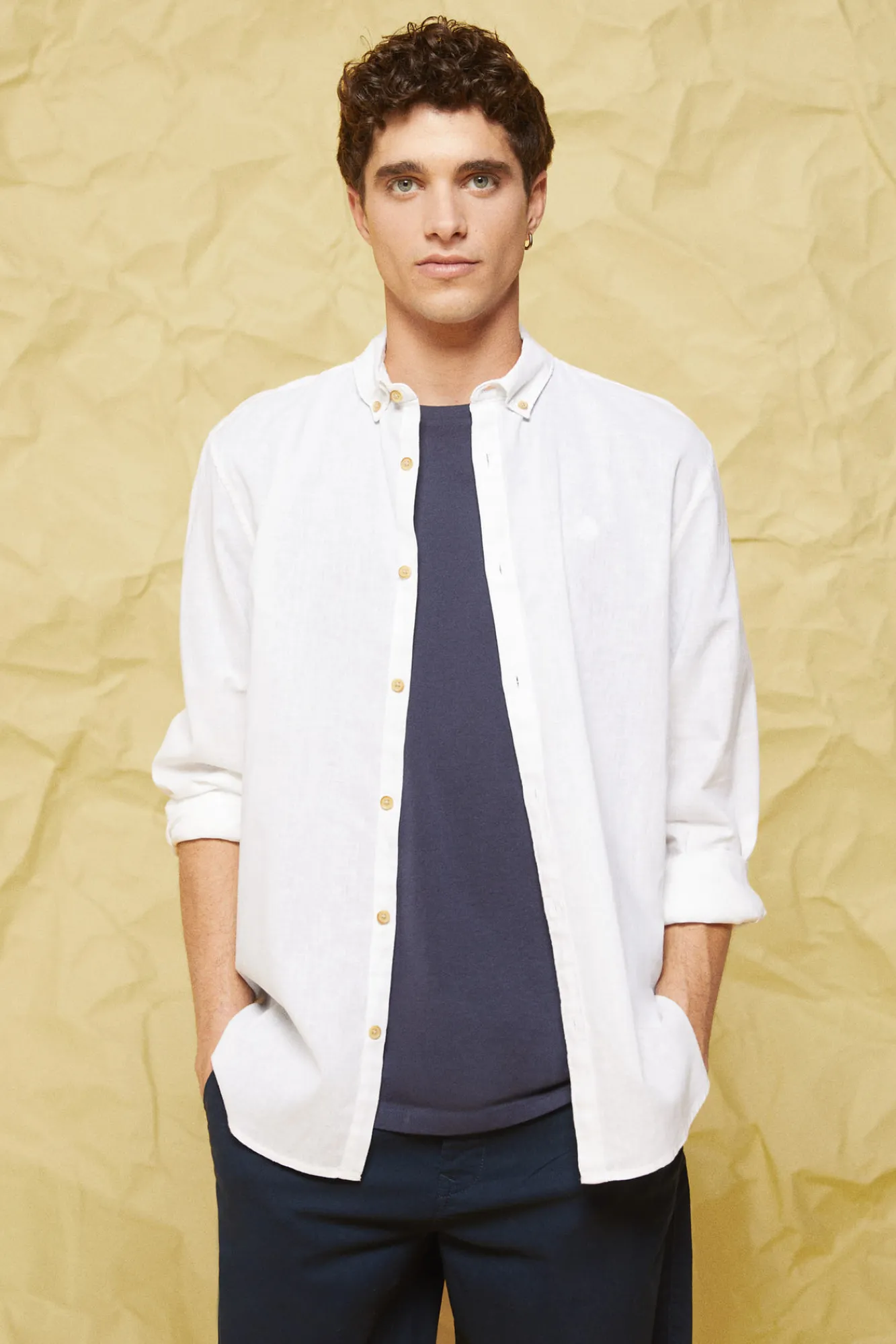 * Camisa Lino Color Blanco Hot