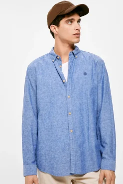 * Camisa Lino Color Azul Clearance