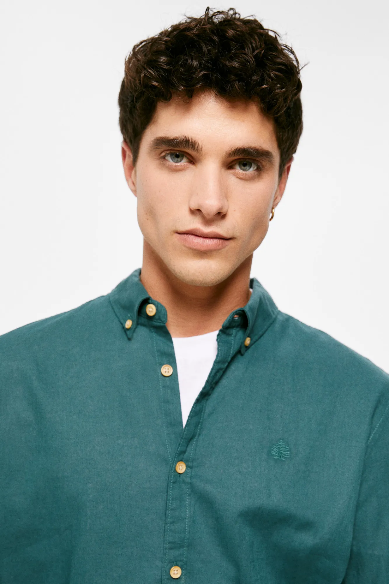 * Camisa Lino Color Azul Best