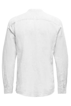 Only & Sons Camisa Lino Cuello Mao Blanco Online