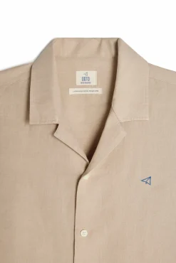Ooto Camisa Lino Manga Corta Beige Outlet
