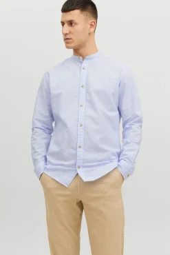 Jack & Jones Camisa Lino Manga Larga Azul Claro Outlet