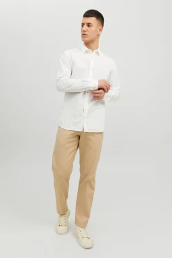 Jack & Jones Camisa Lino Manga Larga Blanco Sale