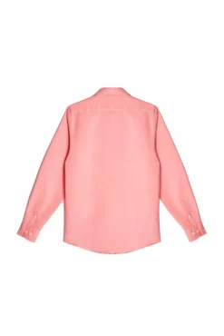 Ooto Camisa Lino Manga Larga Coral