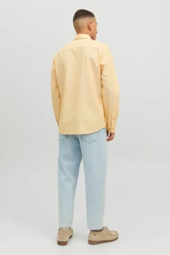 Jack & Jones Camisa Lino Manga Larga Amarillo Online