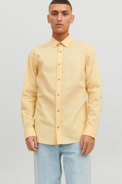 Jack & Jones Camisa Lino Manga Larga Amarillo Online