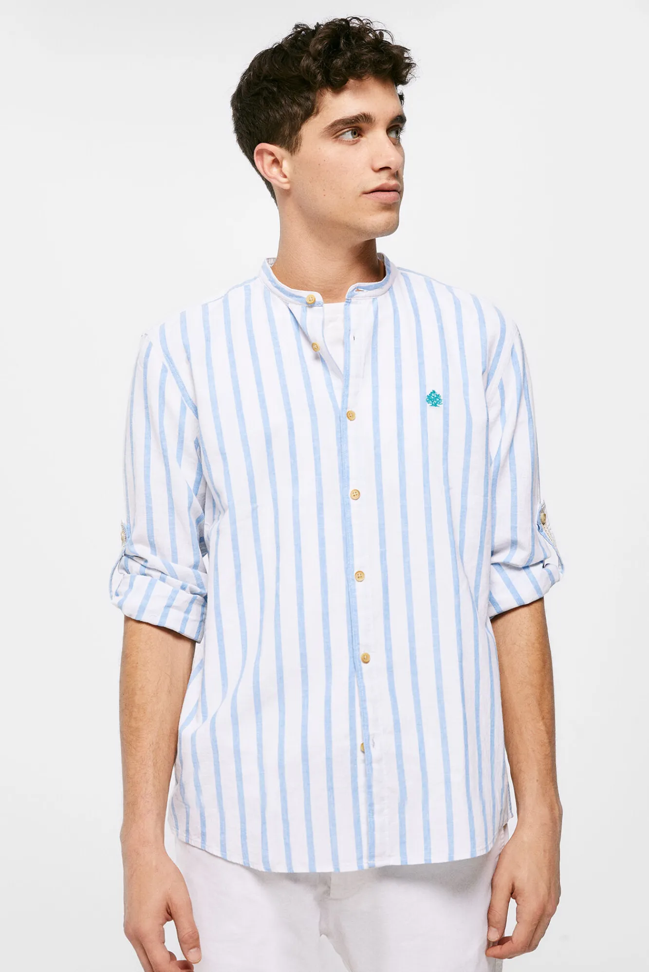 * Camisa Lino Mao Azul Online