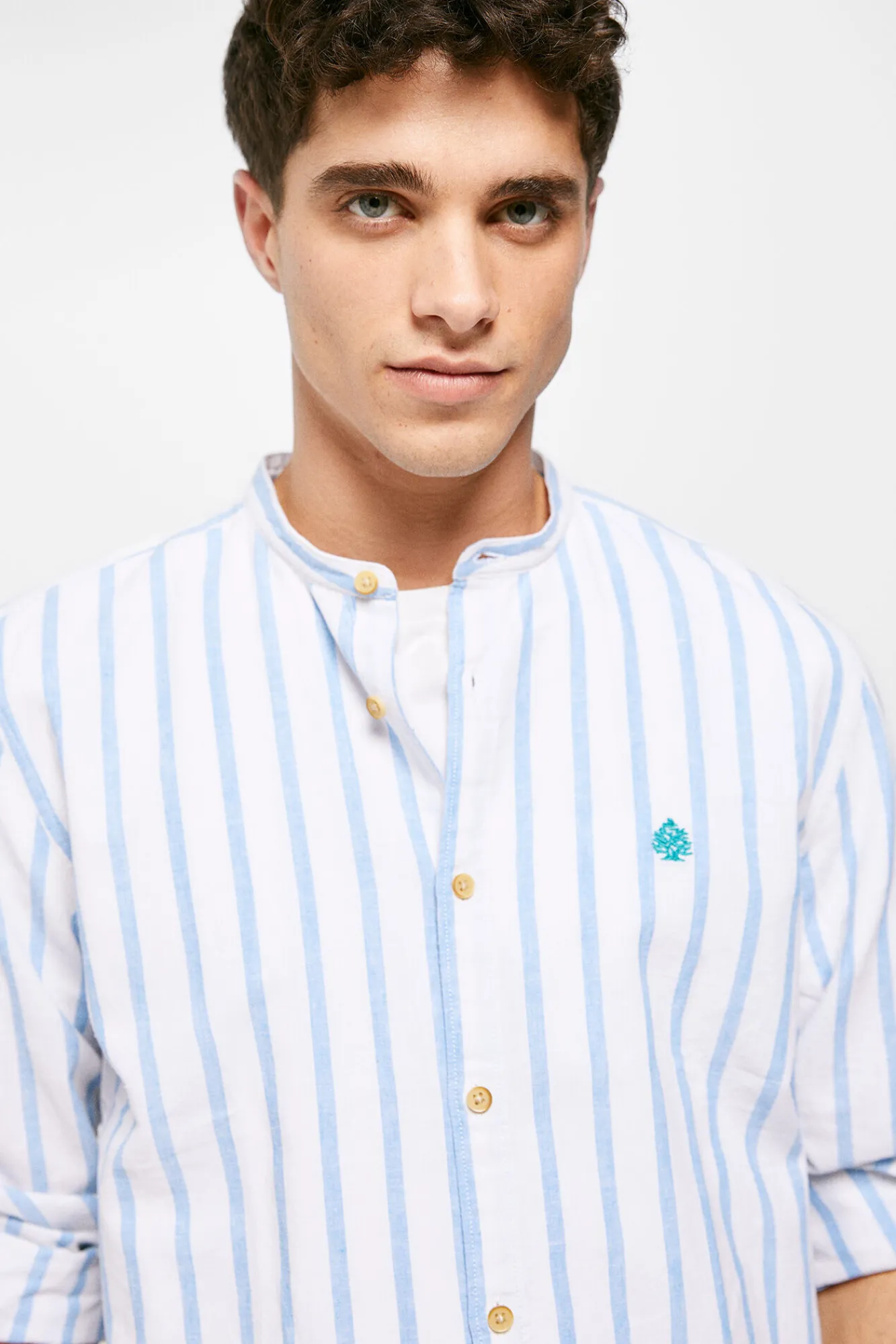 * Camisa Lino Mao Azul Online