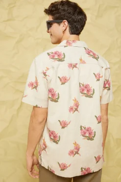 * Camisa Lino Mao Beige Medio New