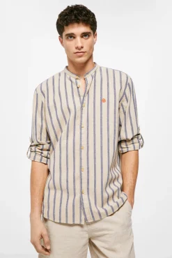 * Camisa Lino Mao Azul Medio Online