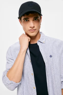 * Camisa Lino Rayas Azul Outlet