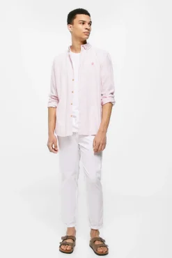 * Camisa Lino Rayas Rosa Discount