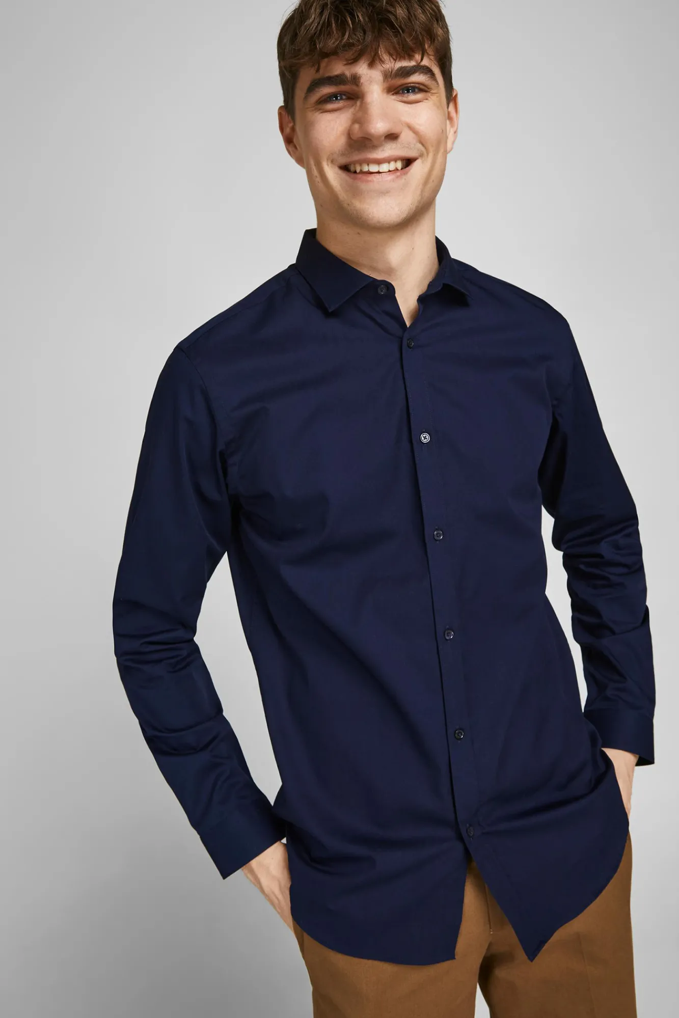 Jack & Jones Camisa Lisa Formal Navy Best