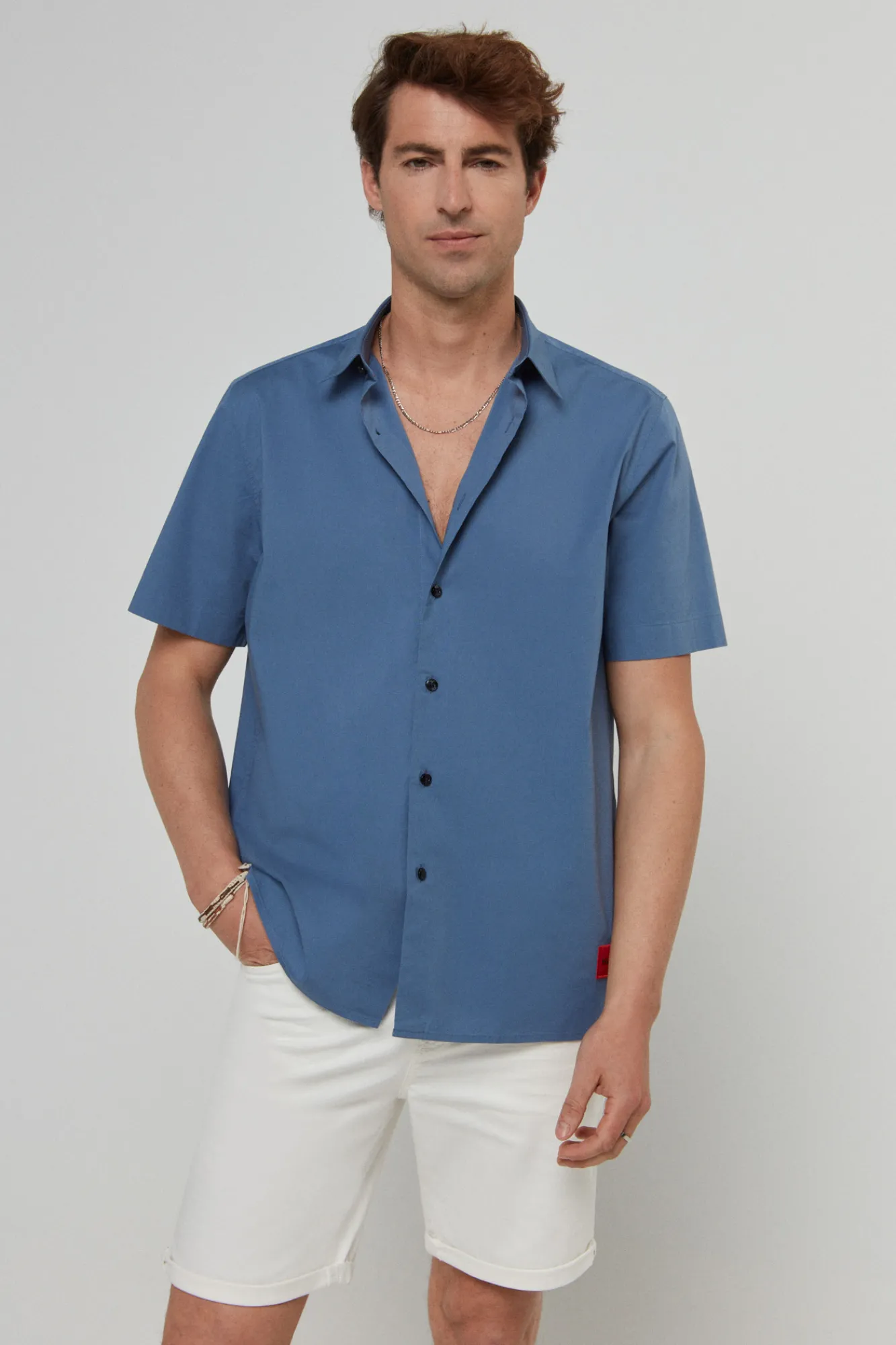 HUGO Camisa Manga Corta Azul Medio Clearance