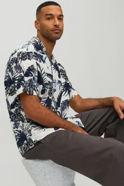 Jack & Jones Camisa Manga Corta Estampada Estampado Azul Hot