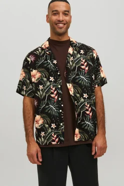 Jack & Jones Camisa Manga Corta Print Floral Negro Outlet