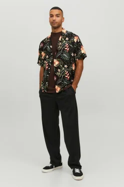 Jack & Jones Camisa Manga Corta Print Floral Negro Outlet