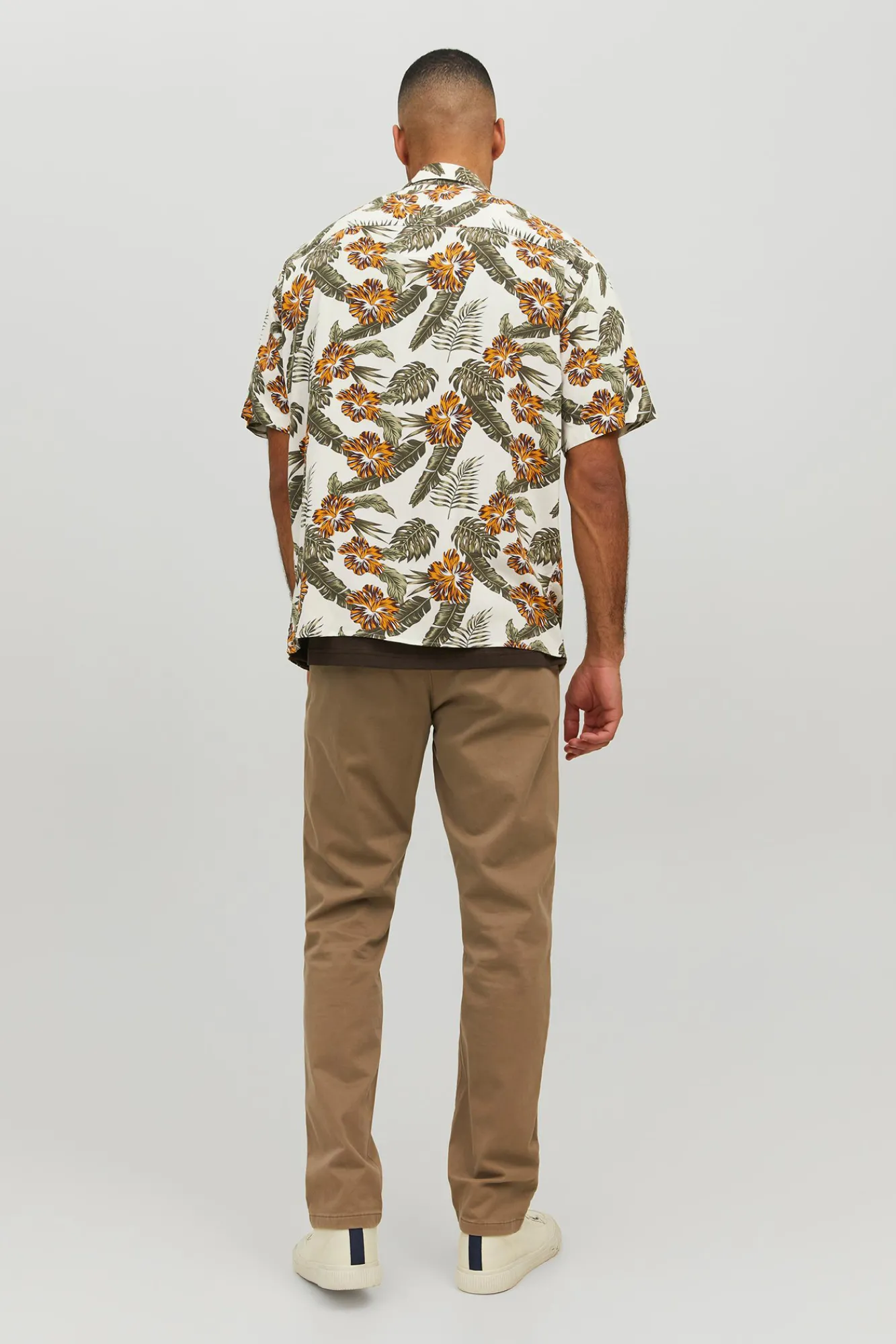 Jack & Jones Camisa Manga Corta Print Floral Blanco Discount