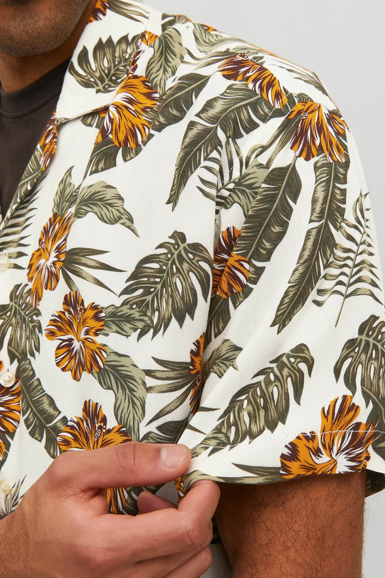Jack & Jones Camisa Manga Corta Print Floral Blanco Discount