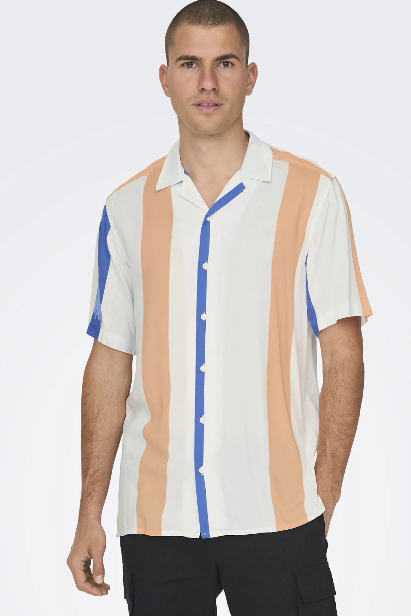 Only & Sons Camisa Manga Corta Rayas Rojo New