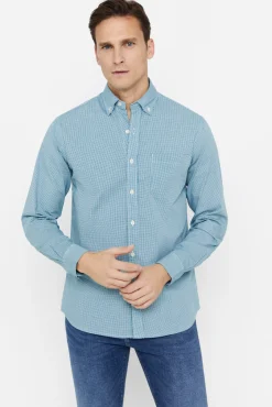 Cortefiel Camisa Microvichy Facil Plancha Verde Sale