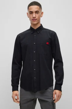 HUGO Camisa Oxford Negro Discount