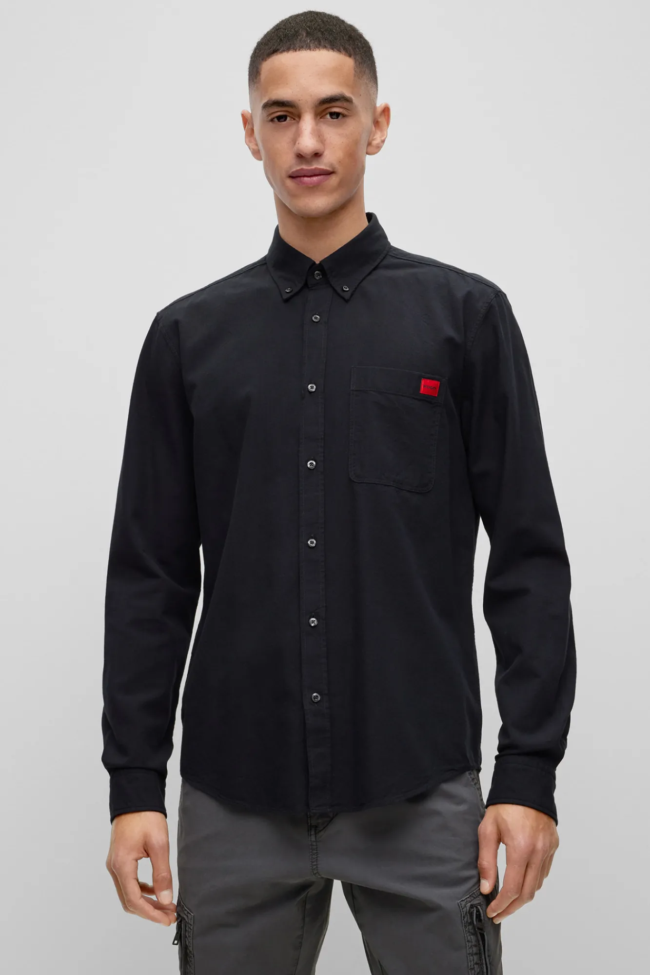 HUGO Camisa Oxford Negro Discount