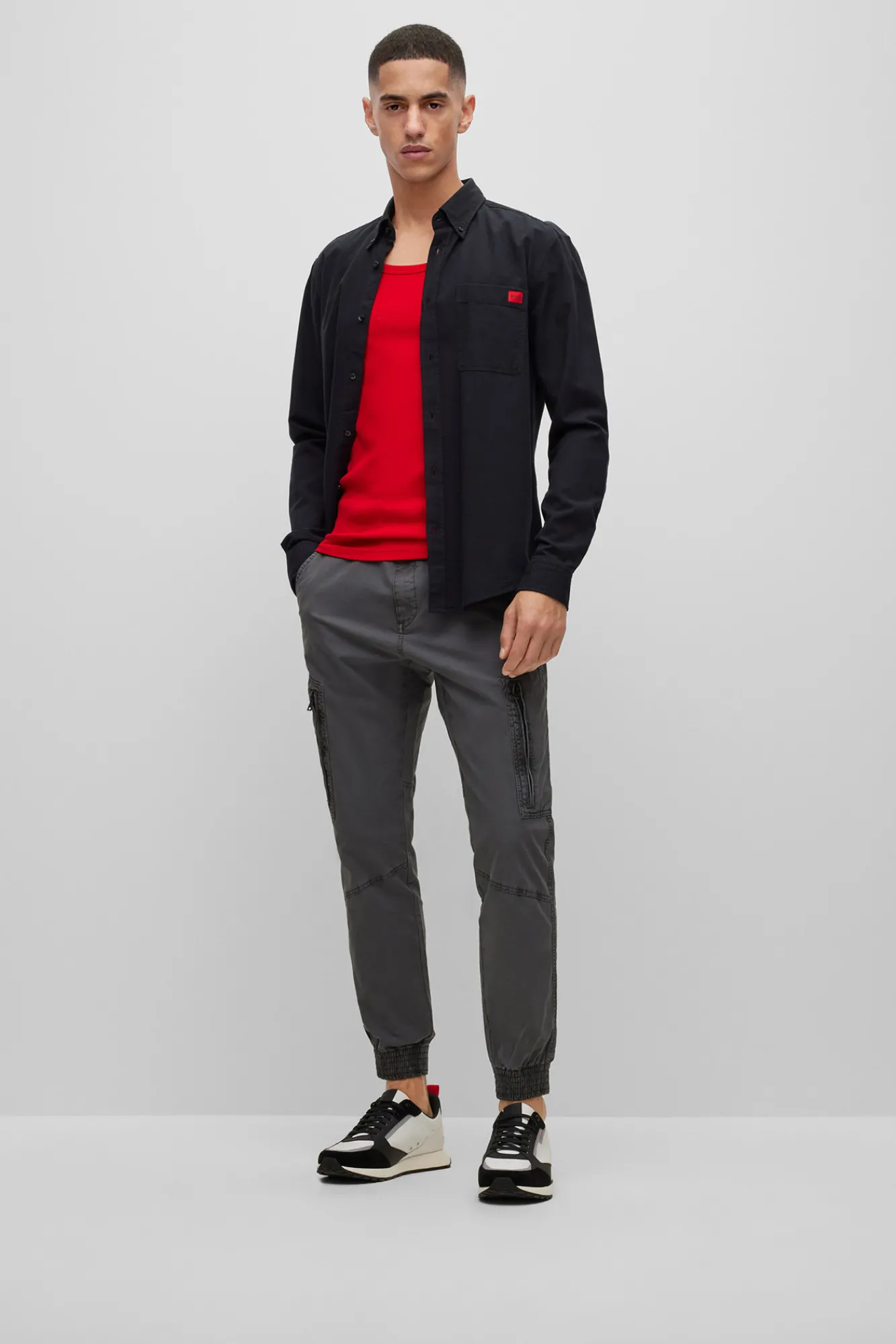 HUGO Camisa Oxford Negro Discount