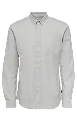 Only & Sons Camisa Oxford Gris Medio Clearance