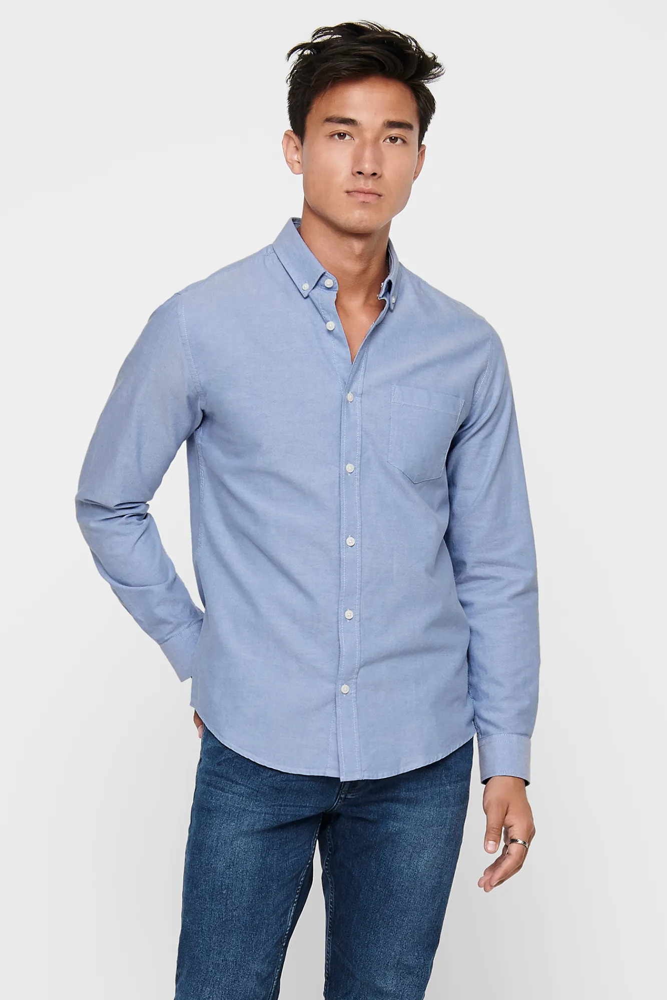 Only & Sons Camisa Oxford Azul Claro Discount