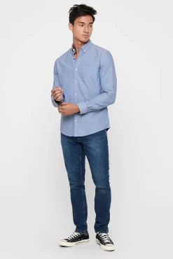 Only & Sons Camisa Oxford Azul Claro Discount