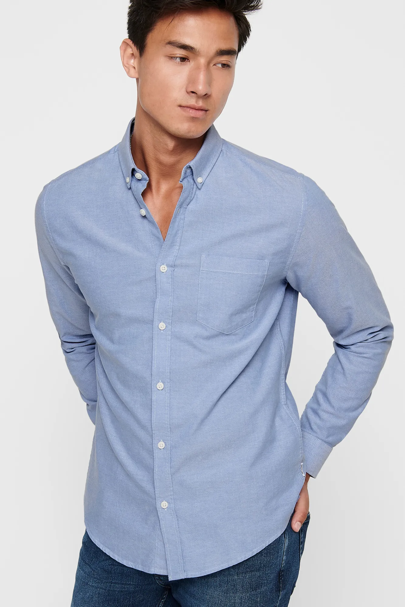 Only & Sons Camisa Oxford Azul Claro Discount