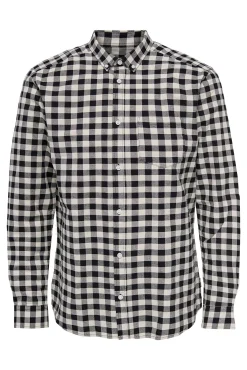 Only & Sons Camisa Oxford Cuadros Gris Medio Discount