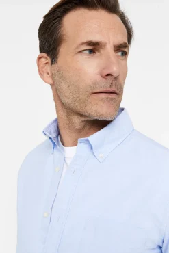 Cortefiel Camisa Oxford Liso Azul Discount