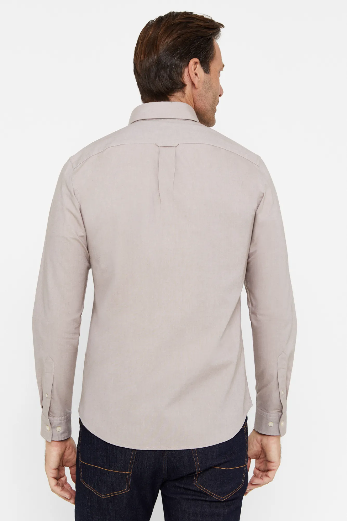 Cortefiel Camisa Oxford Liso Beige New