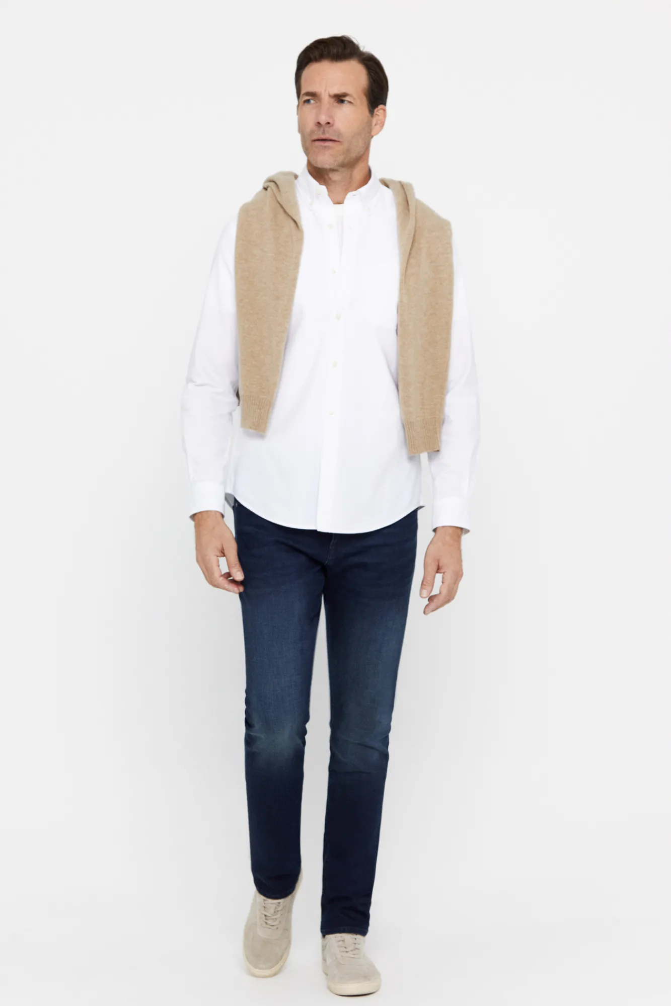 Cortefiel Camisa Oxford Liso Blanco Clearance