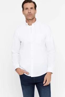 Cortefiel Camisa Oxford Liso Blanco Clearance