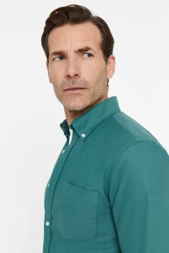 Cortefiel Camisa Oxford Liso Verde Clearance
