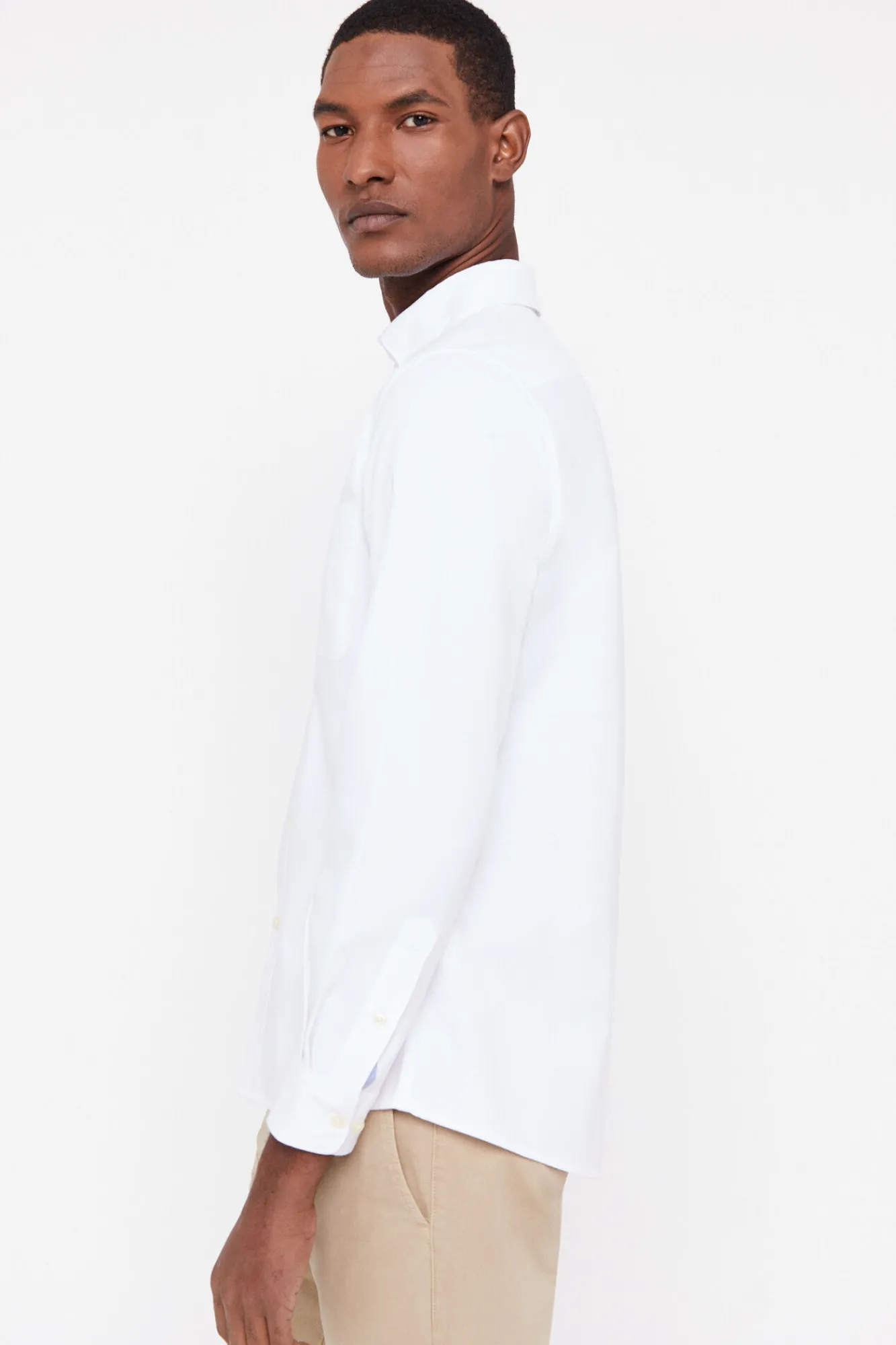 Cortefiel Camisa Oxford Liso Facil Plancha Blanco Sale