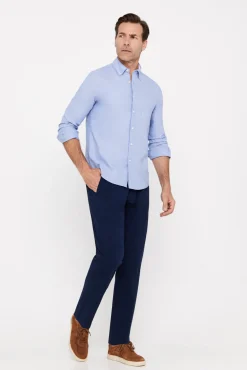 Cortefiel Camisa Oxford Liso Facil Plancha Azul Discount