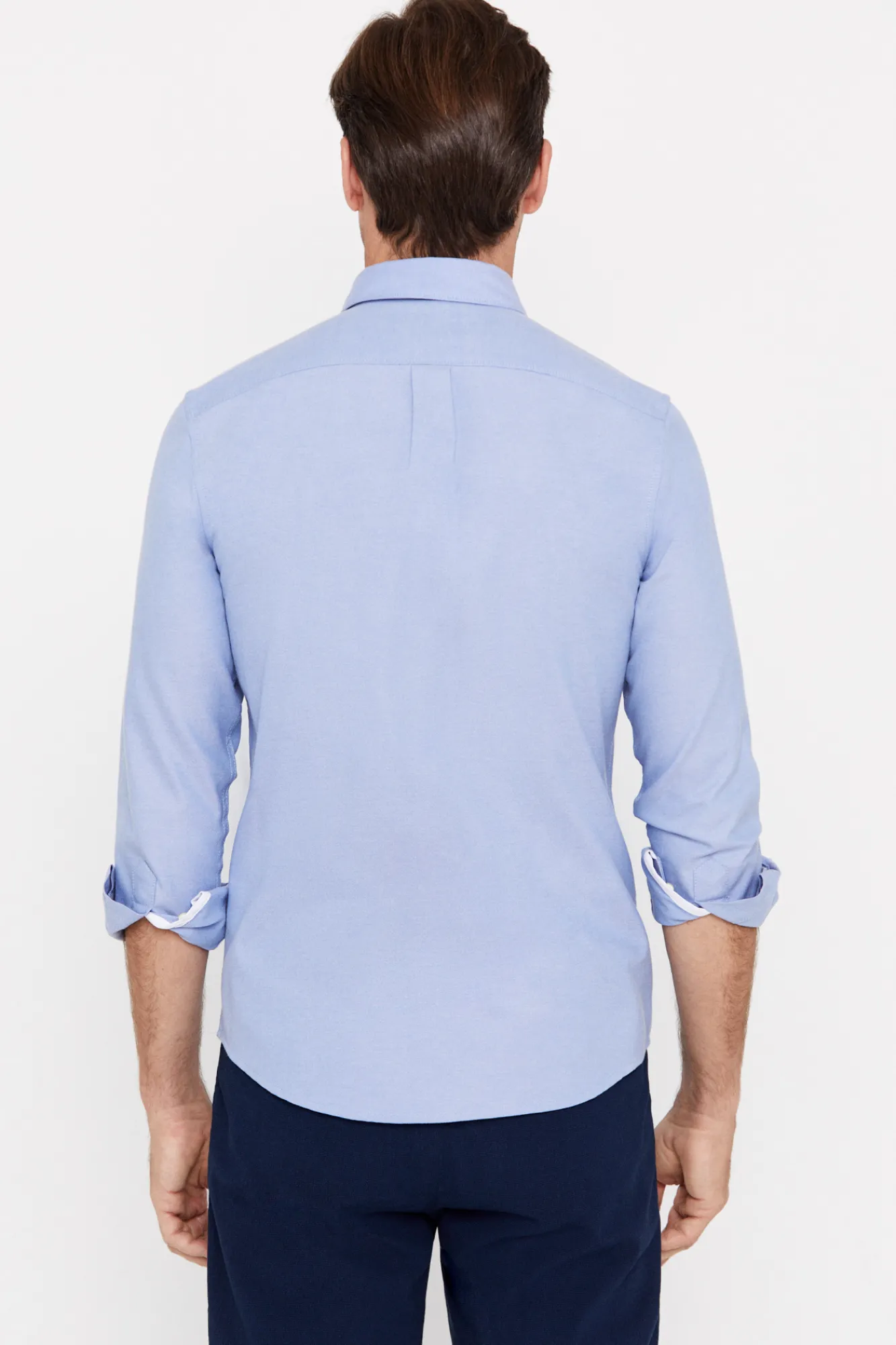 Cortefiel Camisa Oxford Liso Facil Plancha Azul Discount