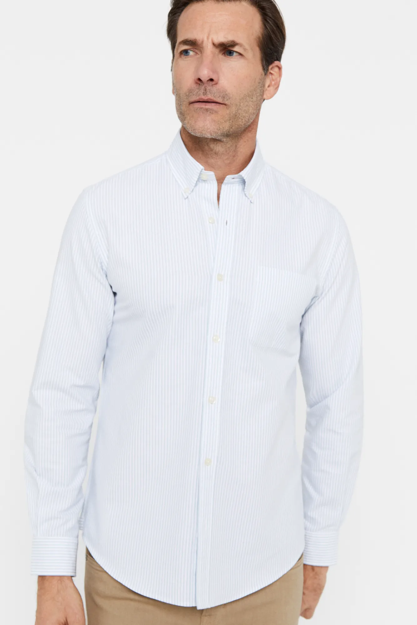 Cortefiel Camisa Oxford Rayas Verde Hot