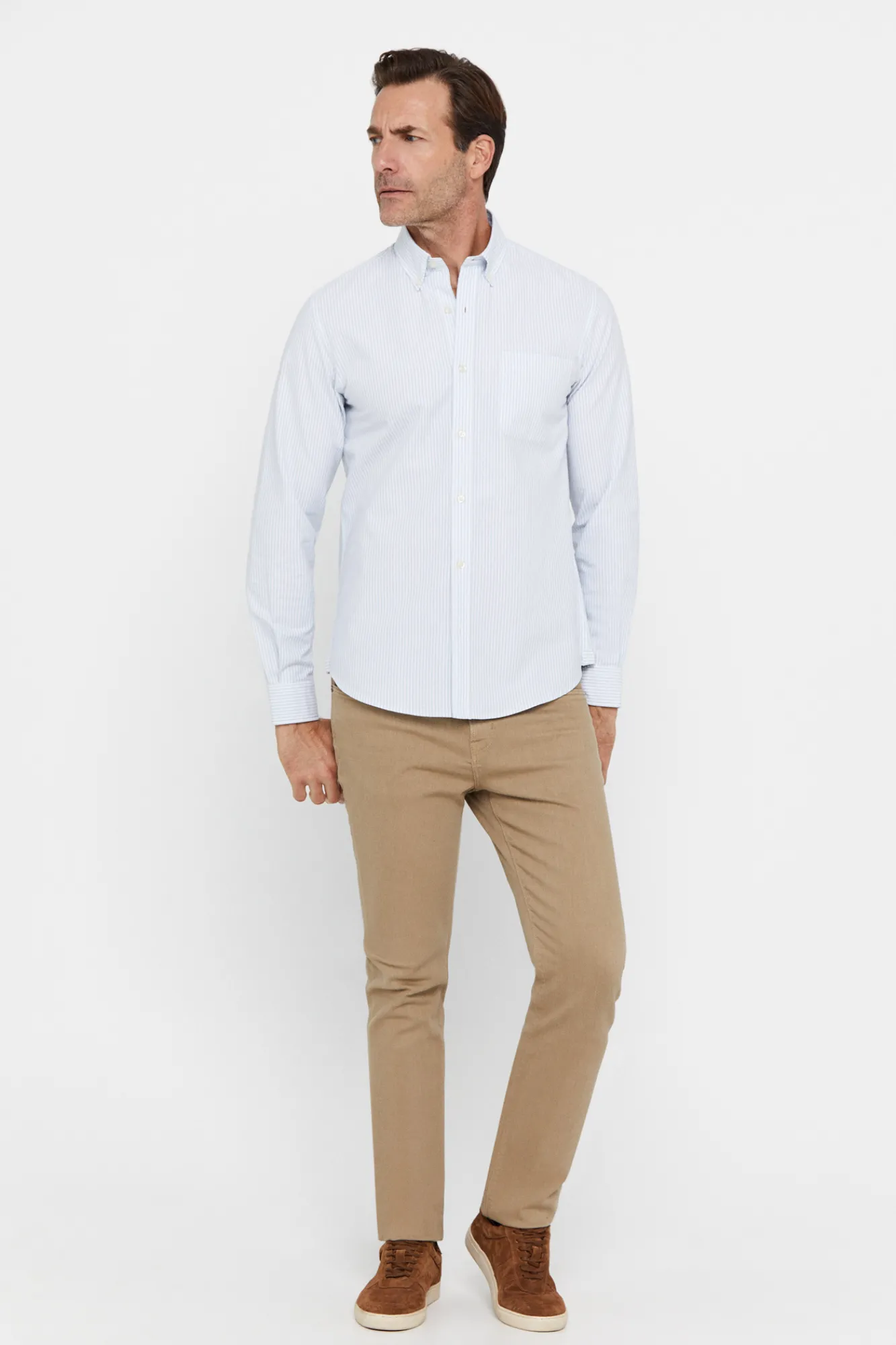 Cortefiel Camisa Oxford Rayas Verde Hot