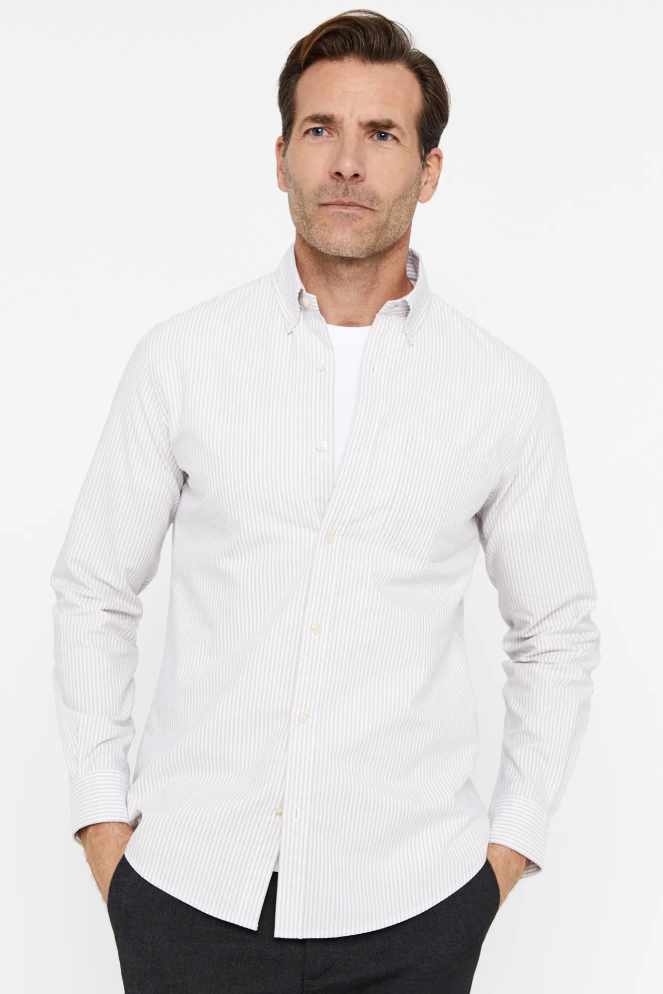 Cortefiel Camisa Oxford Rayas Beige Outlet